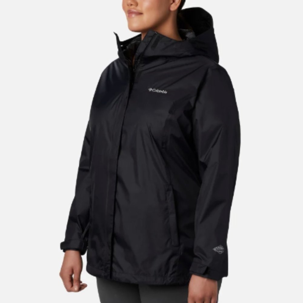 Columbia Women’s Black Arcadia Rain Jacket - 1X Plus Size
